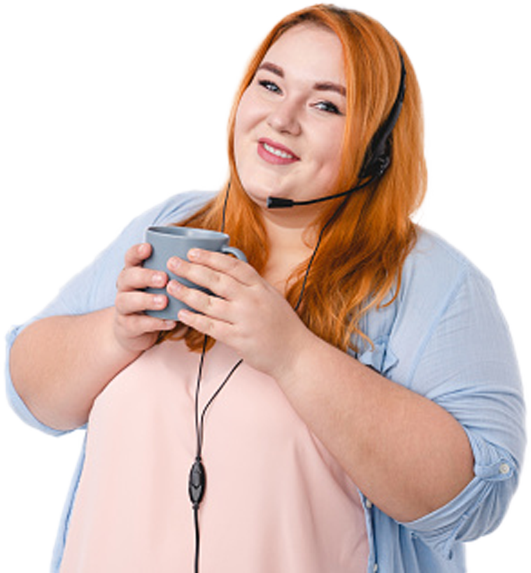 helpline worker holding a mug