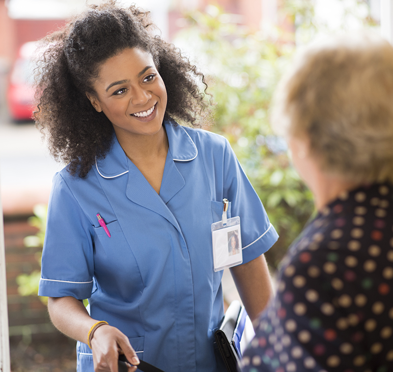 care nurse visit to senior