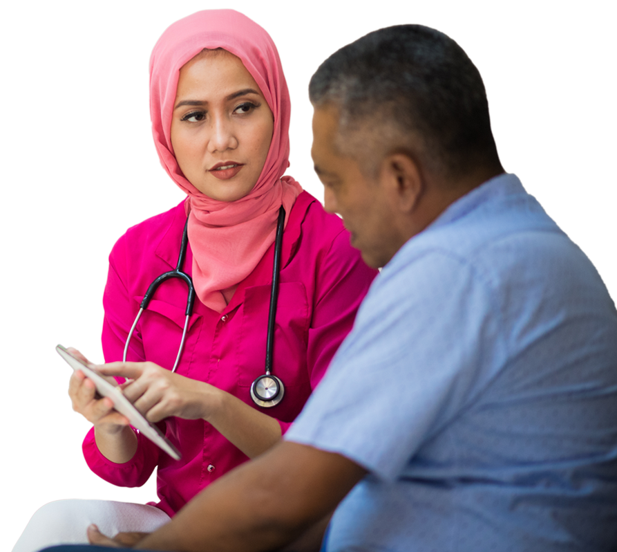 A female doctor talking to her patient