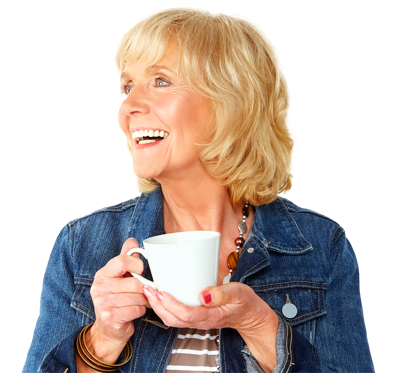 Smiling woman holding cup of coffee