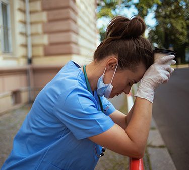 A stressed out NHS worker