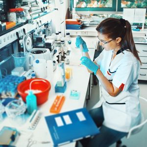 A stem cell researcher in the laboratory