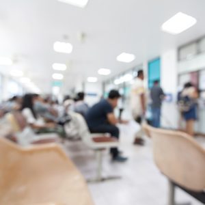 Patients in a doctor's waiting room