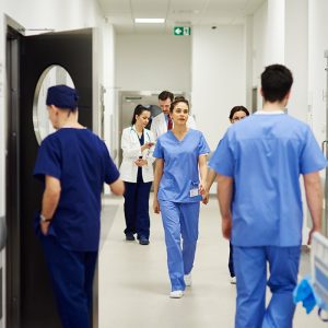 Doctors and nurses on a hospital ward
