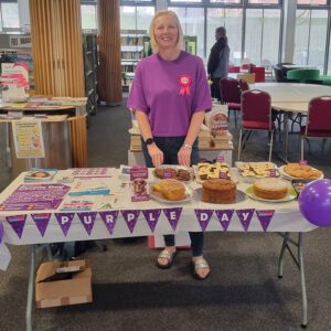 Volunteer Louise on Purple Day