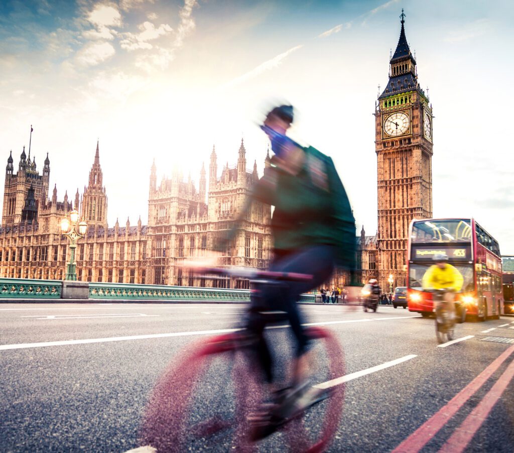 Commuter back home on Westminster Bridge