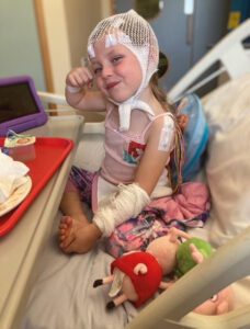 Ava in hospital having tests for epilepsy