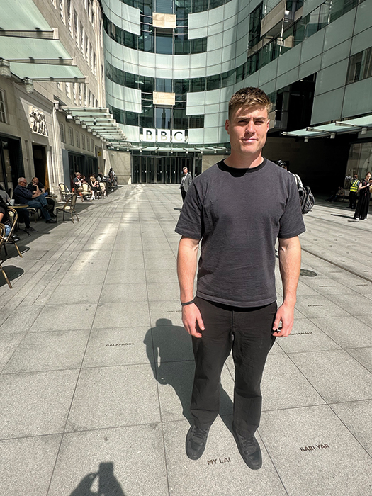 Tommy Freeman at Broadcasting House in London for the recording of the Epilepsy Action Radio 4 Appeal