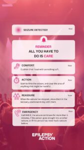 Festivals lockscreen image with CARE seizure first aid information