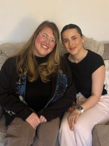 Charlotte (left) and Allie (right meeting properly for the first time in January