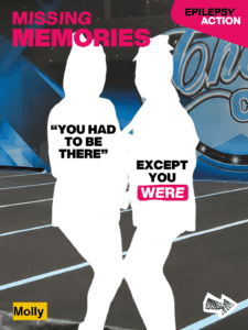 Missing memories - two cut out images of two women. Text reads 'you had to be there' and another reads 'except you were'
