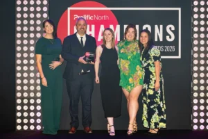 Epilepsy Action Awareness Campaign Scoops Prolific North Award 2026 1 Prolific north award winners jon eaton, emily wharton, jayme creswell and rose mountague, from epilepsy action and magpie, on stage with host collecting award for if i told you campaign