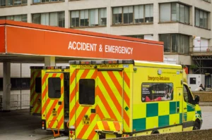 Ambulances outside accident & emergency department after new report finds "dangerous wait" for epilepsy care and increased hospital visits for people with epilepsy