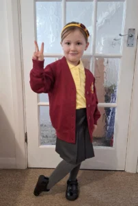 Grace in her biscovey primary academy uniform
